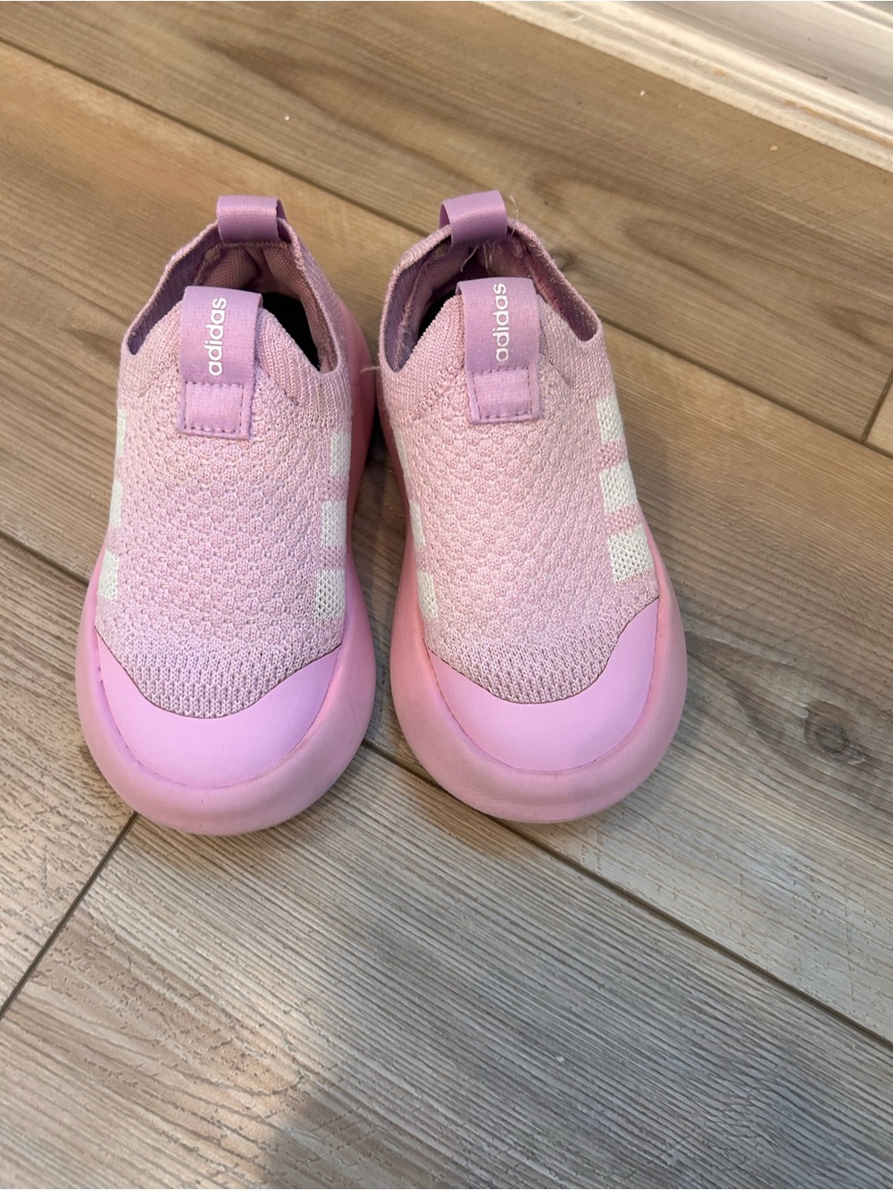 adidas Kids Light Pink Slip-On Knit Sneakers